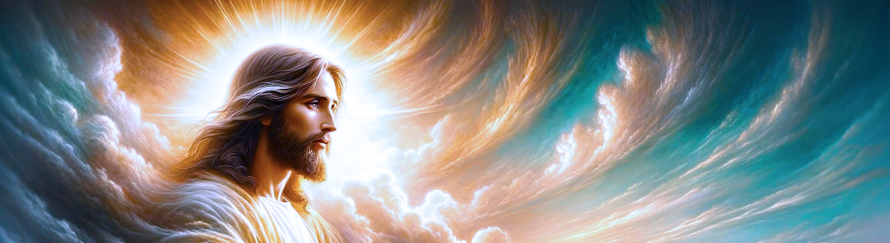 Image représentant Jésus de profil, la tête entourée d’une lumière blanche resplendissante qui semble effacer les nuées autour de lui en les éclaircissant et en les dispersant devant lui. Le fond de l’image est un bleu turquoise. Cette image symbolise la rubrique Nos activités / Vidéos du site de la Confrérie Céleste du Christ. Découvrez nos vidéos sur YouTube des messages reçus de Jésus et de Sainte Mère Marie, pour nourrir votre cheminement spirituel.